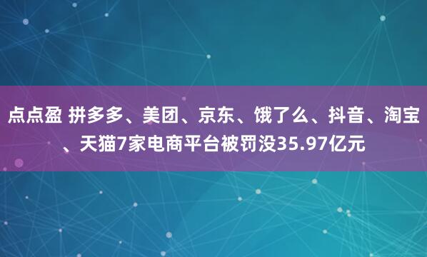 点点盈 拼多多、美团、京东、饿了么、抖音、淘宝、天猫7家电商平台被罚没35.97亿元